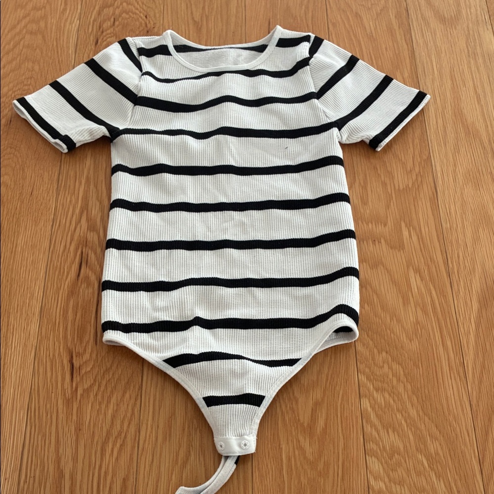 Striped Black and White One Piece